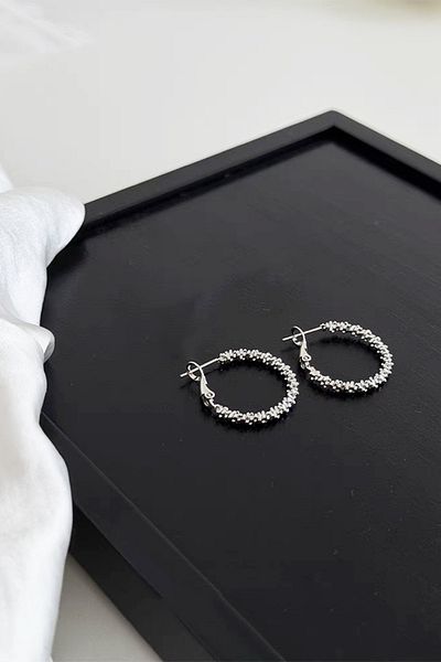 ARTEMİSİA Women's Serrated Oval Model Hoop Earrings
