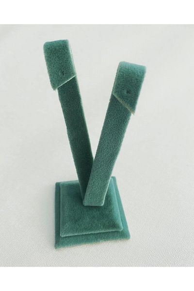 MeGass Dekor Domestic Production Suede Fabric Green Color 10 Cm Earring Display Accessory