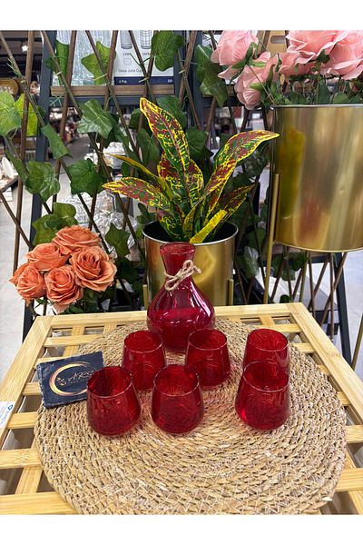 ARS HOME DEKOR Colorful Zamzam Set, Water Set, Jug and Glass Set, Umrah-Hajj Gift, 7 Piece Soft Drink Set Carafe