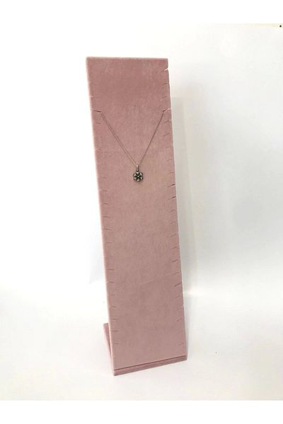 MeGass Dekor Domestic Production Moscow Model Suede Fabric Pink Color 40/10 Cm Standing Jewelry Display Stand