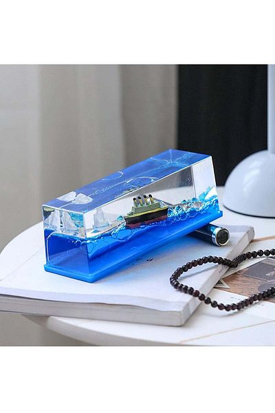 Generic Titanic Simulator Toy Wavy Boat in a Box Liquid Wave Cruise Fluid Ship Decoration Ornament
