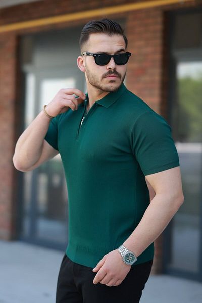 Kokosh moda Ανδρικό κοντομάνικο μπλουζάκι με γιακά με φερμουάρ
