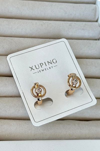 TAKIŞTIR أقراط Xupıng VIP من الفولاذ بتفاصيل حجر ذهبي اللون