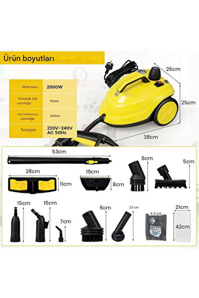 Tiffany Çok Fonksiyonlu Buharlı Temizlik Makinesi- Buharlı Temizleyici