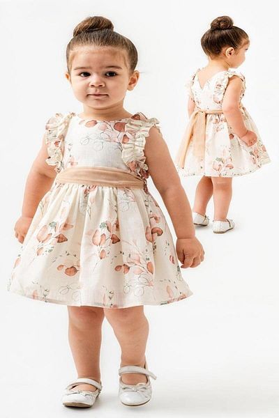 KIPIRIK BABY Rochie tutu pentru fetiță, cu flori de trandafir praf, cu curea din tul