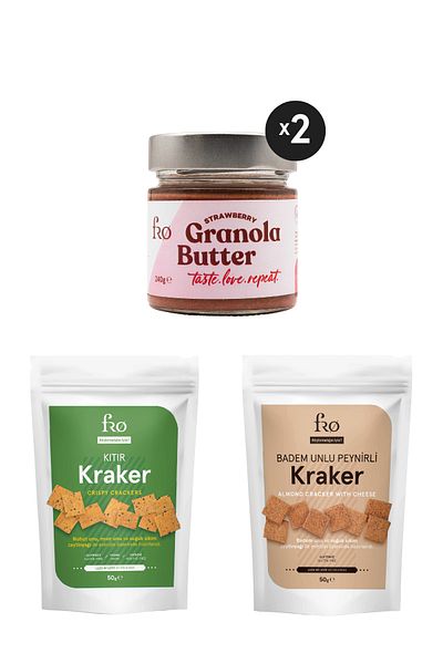 FRO Pack of 4 Granola Butter Strawberry 2X Crispy Crackers, Almond Flour Cheese Crackers Healthy Snack