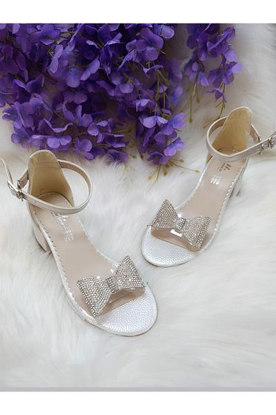 MİNİK ANGEL Pantofi de seara cu sclipici fluture pentru fete, pantofi cu toc pentru fete