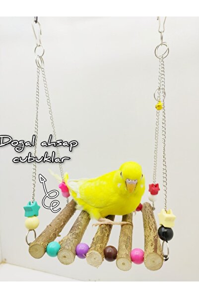 ozzipetshop Ahsap Kuş Salıncağı - Dogal Kuş Salıncağı