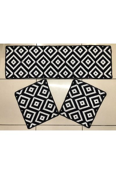 Efe 2 Pcs Car Seat Rug Set (Black-White) - Front and Rear Seat Top 3 Piece Set