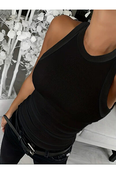 gl00my eyesof Γυναικεία Αμάνικη Στρογγυλή Μπλούζα Καμισόλα με Χοντρό Κορδόνι