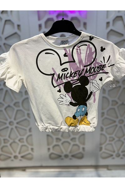 KUMRUNUN DÜNYASI Short Sleeve Elastic Waist Minnie T-Shirt Shorts Skirt and Bag 3-Piece Girls' Bottom Top Set