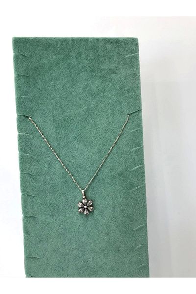 MeGass Dekor Domestic Production Moscow Model Suede Fabric Green Color 40/10 Cm Standing Jewelry Display Stand