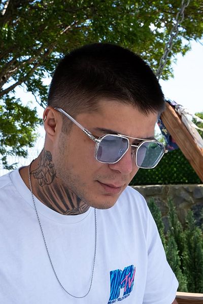 Roger Bacon Pilot Model Men's Blue Sunglasses Transparent Frame
