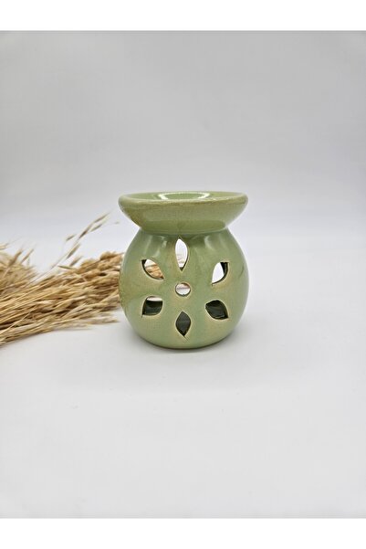 MORMEYDAN Lotus Çiçeği Motifli Seramik Buhurdanlık -Yeşil
