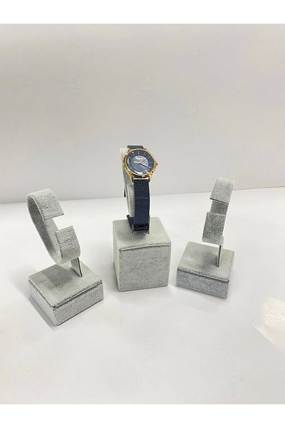MeGass Dekor Domestic Production Suede Coated Gray Color Set of 3 Watch Clamp Stand (Megassekor)