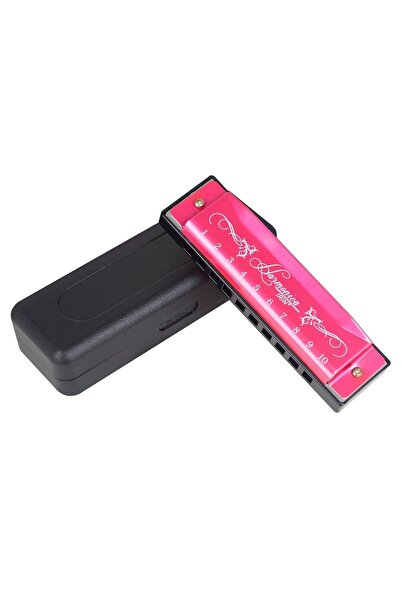 Choice4 Rose red IRIN 10 Hole Harmonica Colorful C Key Harmonica Woodwind Ins...