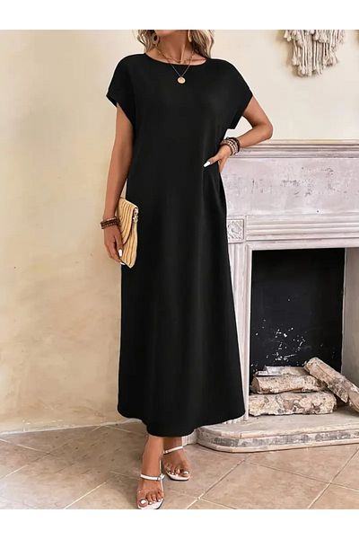 Moda Asmira Women's Long Sleeve Open Collar Viscose Dress