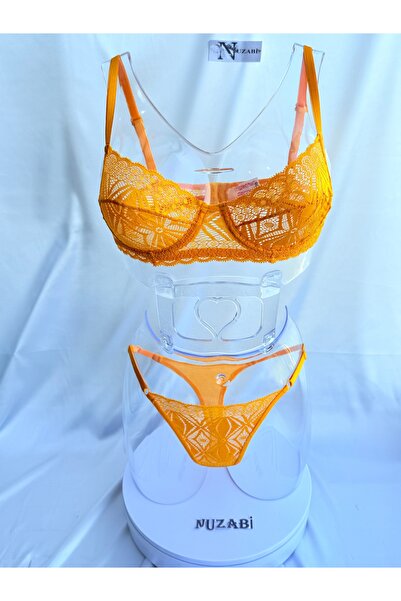 Nuzabi Σετ Γυναικείο Σουτιέν Sansa με Μπανέλες, Χωρίς Κάλυψη, Μουσταρδί Κίτρι...