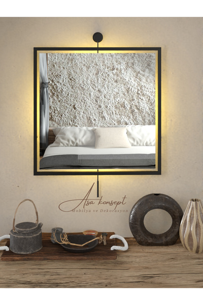 ASA KONSEPT ASAYNA KABLOSUZ Led'li Siyah Dekoratif Antre Hol Koridor Duvar Sa...