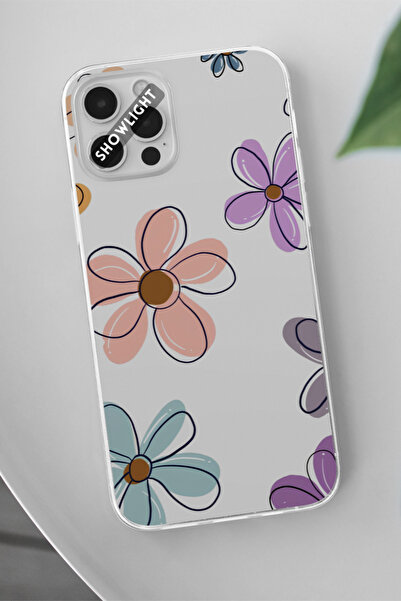 SHOWLIGHT Xiaomi Redmi Note 13 Pro 5G Uyumlu Renkli Çiçek Tasarımlı Şeffaf Te...