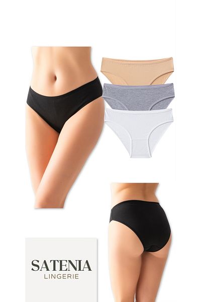 SATENIA LINGERIE Women's Cotton Lycra Daily Bikini Panties 3 Pack