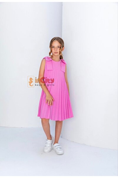 incity Li̇mi̇ Kız Çocuk Yumuşak Dokulu Pileli Elbise