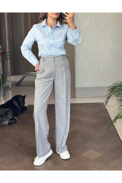 KAROL Arka Beli Lastikli Bol Paça Kumaş Pantolon