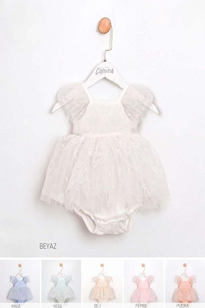 KIPIRIK BABY Baby Girl Powder Star Sequin Patterned Jumpsuit Dress