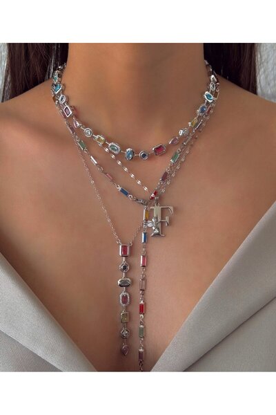 h&b design jewel Çelik Melek Detay Silver F Harfli Kolye