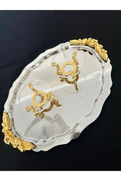 Melinda home Söz Nişan Tepsisi Seti - Gold Renk (20X25CM)