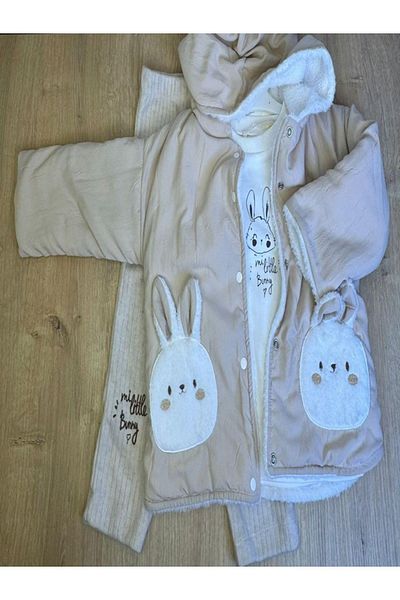 KIPIRIK BABY Set of 3 Fleece Jackets and Sweatshirt Pants for Baby Girls - 2 Thread