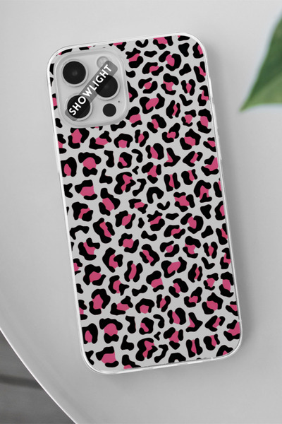 SHOWLIGHT Xiaomi Redmi Note 13 Pro 5G Uyumlu Pembe Leopar Tasarımlı Şeffaf Te...