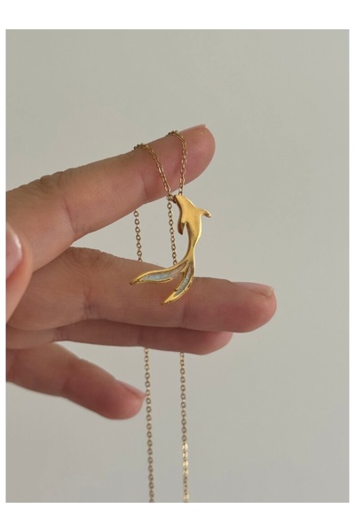 Claritas Takı Kadın Altın Kaplama Çelik Zincirli Koi Balığı Kolye