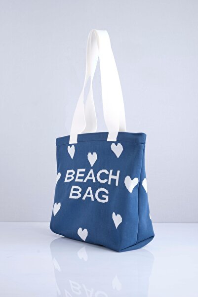 Sebir Moda Пляжна сумка з трикотажу з серцевим візерунком