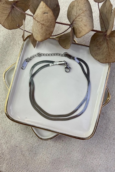 Genel Markalar Çelik İkili İtalyan Zincir Halhal 21+6cm Silver