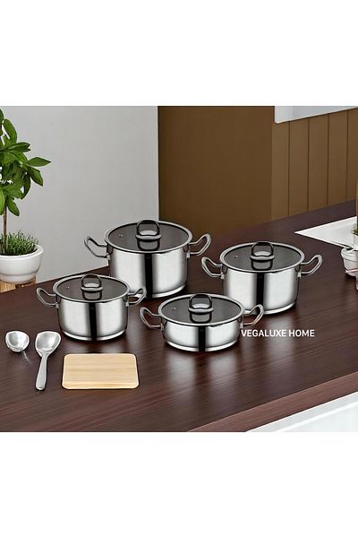 FMS Vizyon 8 Piece Steel Cookware Set