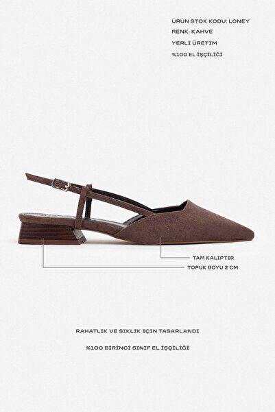 NİŞANTAŞI SHOES Loney Brown Suede Pointed Toe Detailní dámské baleríny na krátkém podpatku