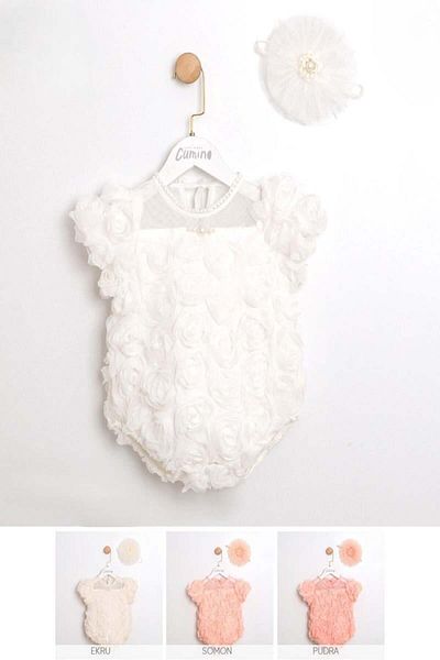 KIPIRIK BABY Baby Girl Ecru Rose Accessory Crown Jumpsuit