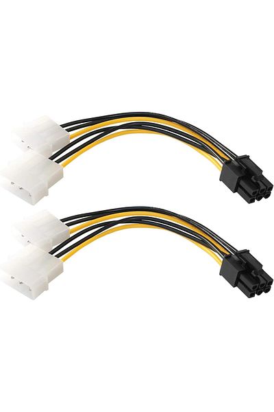 Others كابل محول طاقة مزدوج رباعي الدبابيس من Molex LP4 إلى 6 دبابيس PCI Express (عبوة من قطعتين)
