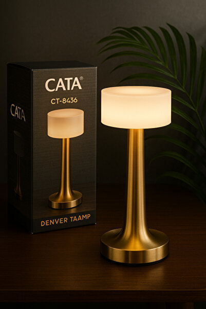 FEDA İSTANBUL Cata Ct-8436 Altın Renk Denver Şarjlı Masa Lambası - Dokunmatik