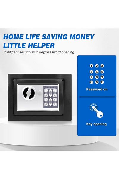 Primo Plus Compact Electronic Safe with Dual Locking System - Secure Storage for Money, Jewelry, 27X22x23 cm,