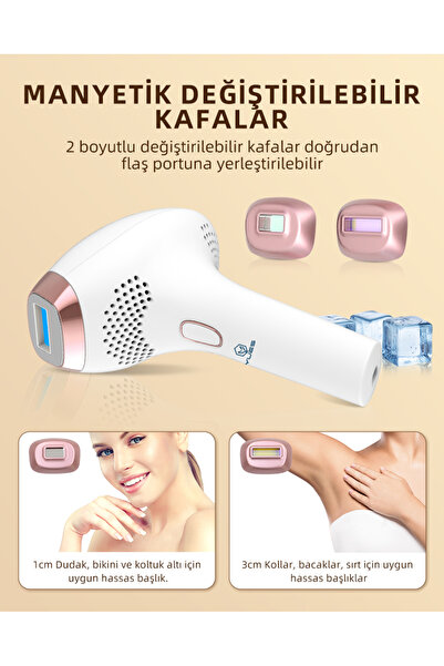 YUES IPL Buz Başlıklı Lazer Epilasyon Cihazı – 9 Mod, Skin Collagen Bakım, Akne Desteği, Yüz & Vücut