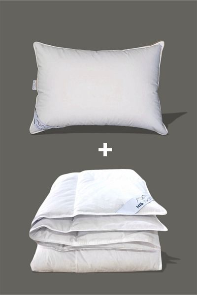 HILL TEKSTİL 100% Goose down Duvet Set Single 20% Goose down Double Person Duvet 155X215 and 1 Piece 50*70 Goose down Pillow