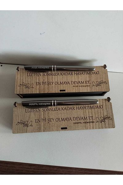 mrchediyesepeti 2 Ballpoint Pens with Design Box and Name Written 2 Pcs Special for Nurses