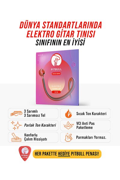 PİTBULL Pitbull Strings Venüs Serial Electric Guitar 7 String Set Strings VEG 10-60 Nickel Alloy