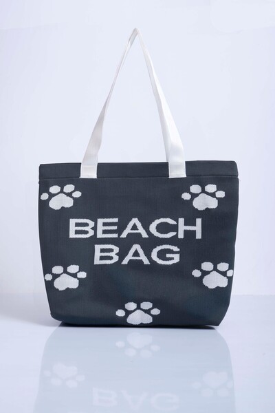 Sebir Moda Τσάντα παραλίας με μοτίβο ποδιών από πλεκτό ύφασμα