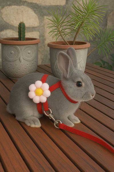 MIT Rabbit Waist Collar with Flowers