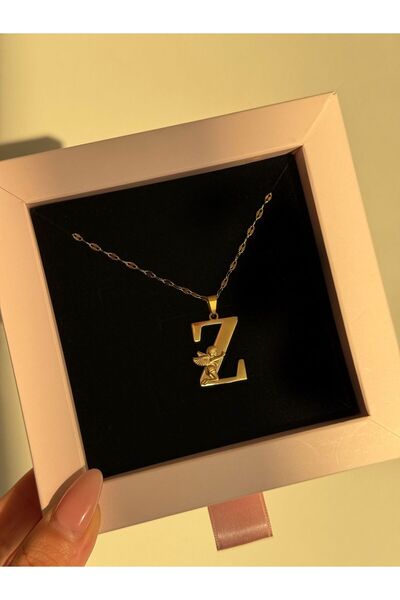 h&b design jewel Çelik Melek Detaylı Z Harfli Kolye