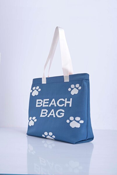 Sebir Moda Пляжна сумка з трикотажу з візерунком у вигляді лап