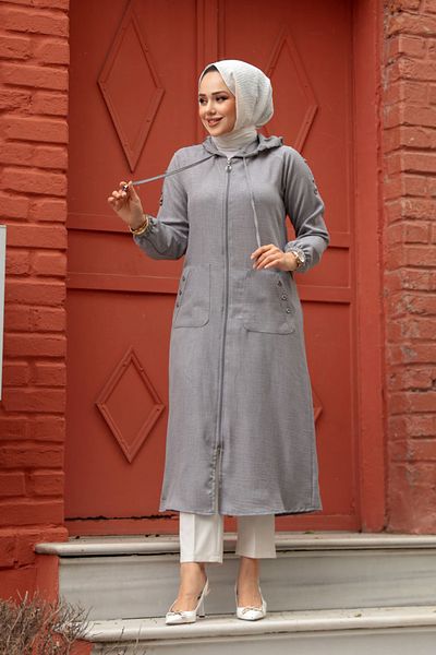 Neva Style - Capac Hijab Gri cu Glugă 511gr